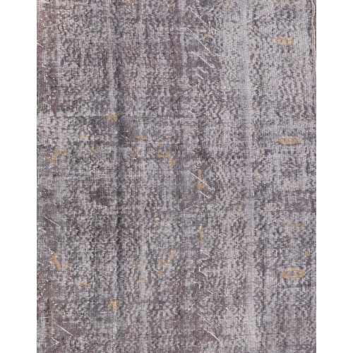 Grey Handmade Vintage Overdyed Turkish Carpet